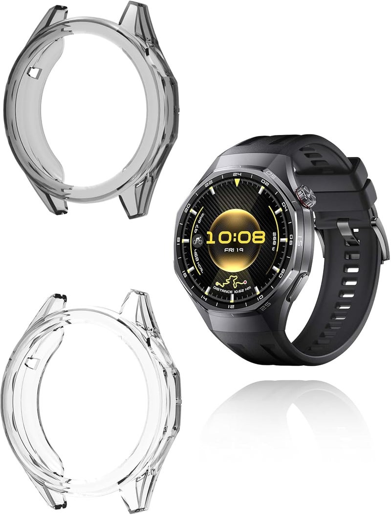 KASTWAVE 2Pcs TPU Case for HUAWEI WATCH GT6 Pro, Lightweight Half-Wrapped Anti Scratch Shockproof Protective 46mm Case, Ultra-Thin TPU HD Clear Cover for Huawei WATCH GT6 Pro - Image 1