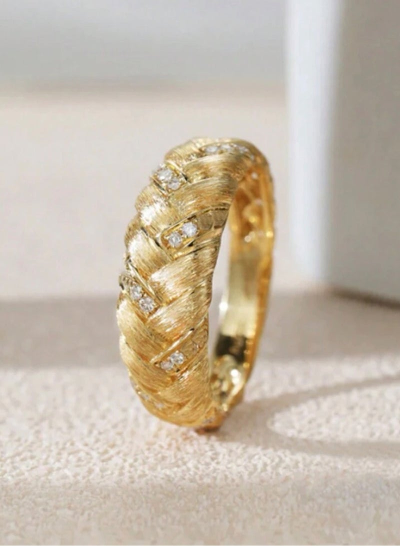 نون-شى خاتم نسائي أنيق وعالي الجودة مطلي باللون الذهبي مقاس 6 - Image 2
