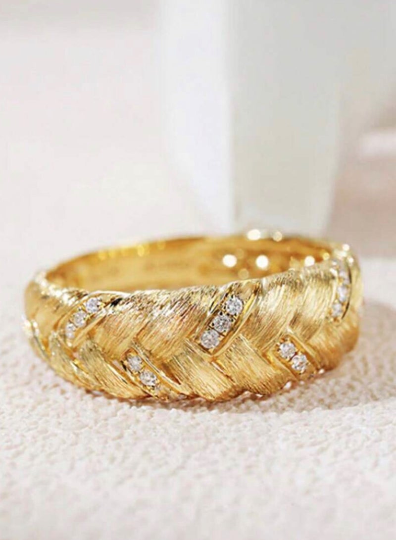 نون-شى خاتم نسائي أنيق وعالي الجودة مطلي باللون الذهبي مقاس 6 - Image 4