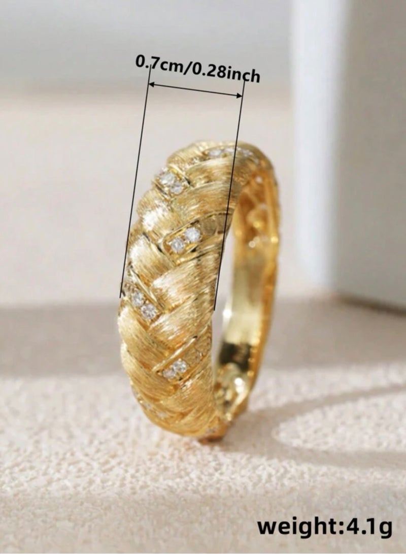 نون-شى خاتم نسائي أنيق وعالي الجودة مطلي باللون الذهبي مقاس 6 - Image 5