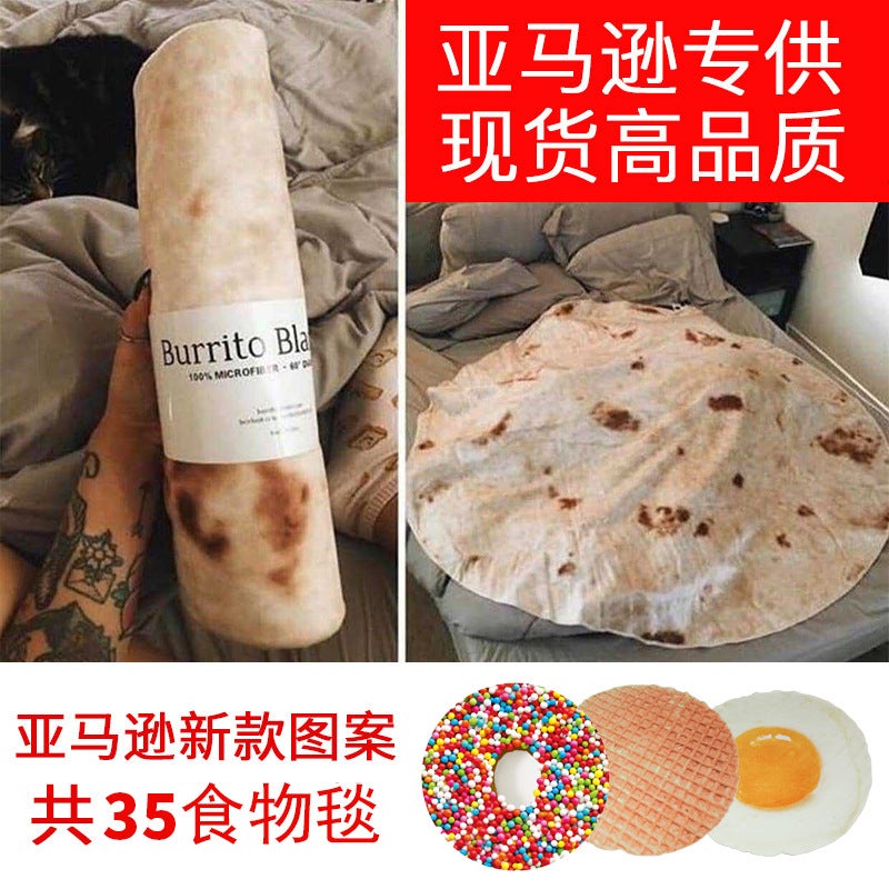 Tortilla Blanket Burrito Blanket Tortilla Pancake Blanket Flannel Air Conditioning Sofa Blanket - Image 2