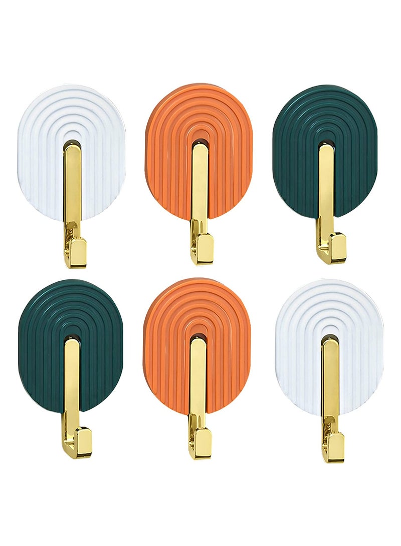 SYOSI Self Adhesive Hooks, Colored Plastic Sticky Hooks, for Hanging Towel Coat Robe Keys, Wall Hanger Waterproof, 6 Pcs - Image 1