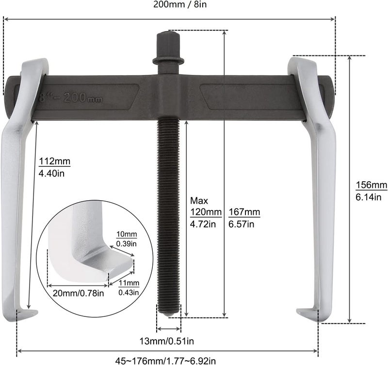 ChgImposs 8 Inch CR-V Two Claws Puller - Image 2