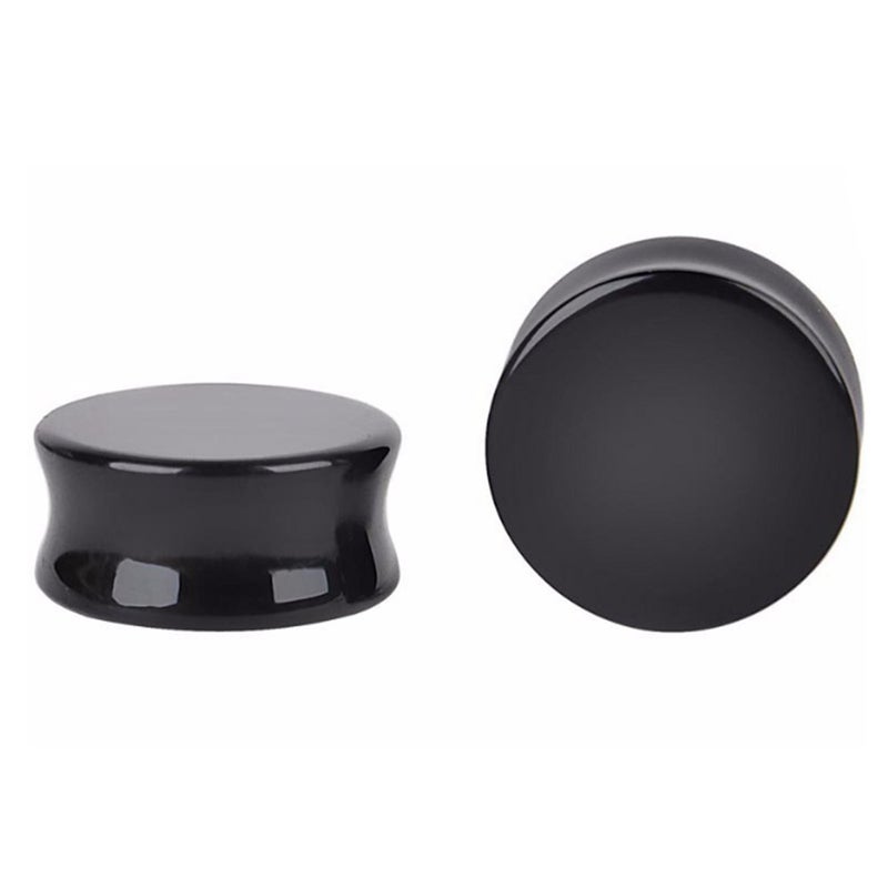 HQLA 1 Pair Natural Obsidian Stone Double Flared Flesh Tunnels Ear Plugs Gauges Stretcher Expander (9/16"(14mm)) - Image 1