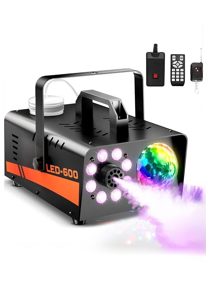 WALALLA 600W High-Output Fog Machine with Disco Ball & 13-Color LED Party Lights | 2500CFM Wireless Remote Control | Perfect for DJ Stages, Weddings & Halloween - Image 1