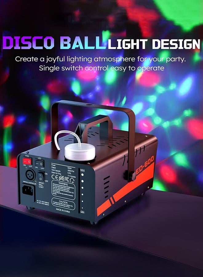 WALALLA 600W High-Output Fog Machine with Disco Ball & 13-Color LED Party Lights | 2500CFM Wireless Remote Control | Perfect for DJ Stages, Weddings & Halloween - Image 4