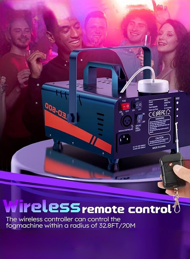 WALALLA 600W High-Output Fog Machine with Disco Ball & 13-Color LED Party Lights | 2500CFM Wireless Remote Control | Perfect for DJ Stages, Weddings & Halloween - Image 5