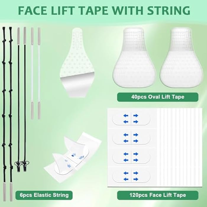 NBF Face Lift Tape Invisible With String, Face Tape Lifting Invisible, Neck Lift Tape Behind Neck, V-Shaped Instant Facelift, Waterproof Transparent for Sagging Skin, Double Chin, Wrinkles, Eyes, 160PCS-F - Image 4