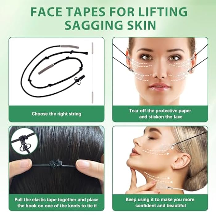 NBF Face Lift Tape Invisible With String, Face Tape Lifting Invisible, Neck Lift Tape Behind Neck, V-Shaped Instant Facelift, Waterproof Transparent for Sagging Skin, Double Chin, Wrinkles, Eyes, 160PCS-F - Image 5
