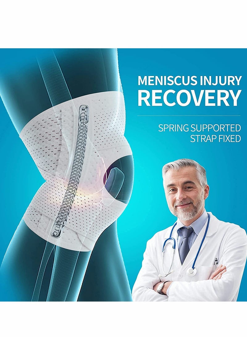 SYOSI دعامة الركبة مع مثبتات جانبية لتخفيف آلام تمزق الغضروف المفصلي والتهاب المفاصل والرباط الصليبي الأمامي والتهاب المفاصل وتسكين آلام المفاصل ودعم الركبة القابل للتعديل والتنفس ومناسب لإصابات الرياضة (يسار - يسار) - Image 4