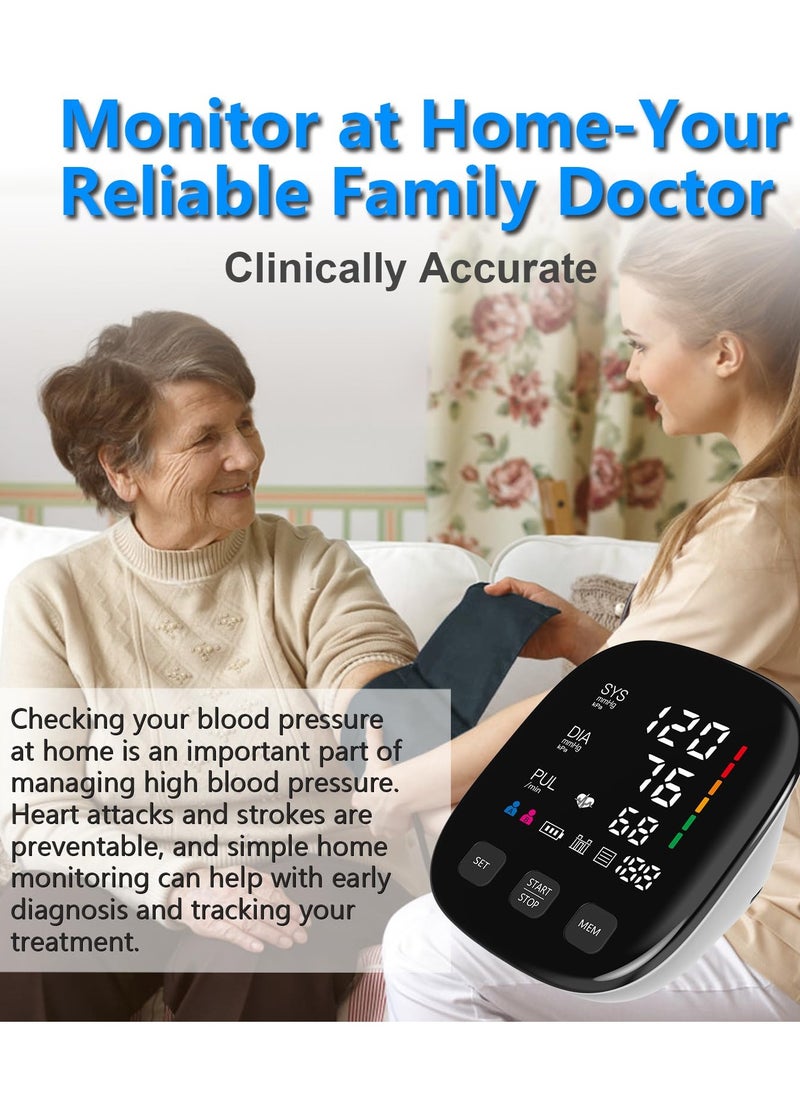 Blood Pressure Monitor, Automatic Upper Arm Blood Pressure Monitors for Home Use with Digital LED Display, Adjustable Blood Pressure Cuff 9-17'' with 2×199 Sets Memory (White)