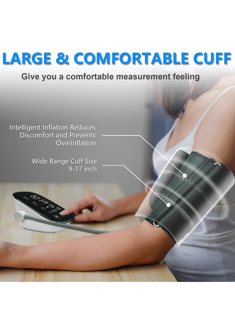 Blood Pressure Monitor, Automatic Upper Arm Blood Pressure Monitors for Home Use with Digital LED Display, Adjustable Blood Pressure Cuff 9-17'' with 2×199 Sets Memory (White)