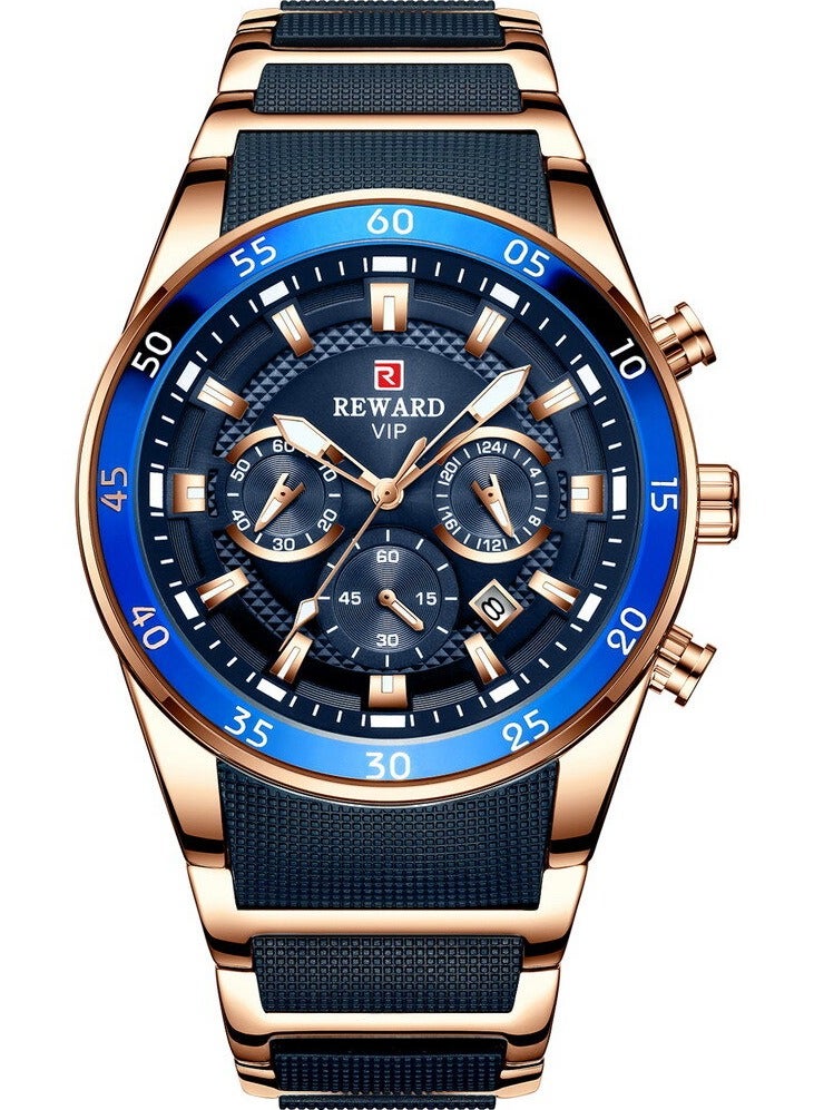 REWARD Mens Wrist Watches, Luxury Fashion Analog Quartz Watch, Classic Big Face Chronograph Waterproof Luminous Date Stainless Business Watches for Men - Image 1