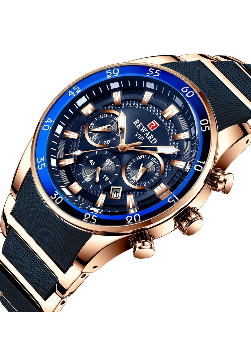 REWARD Mens Wrist Watches, Luxury Fashion Analog Quartz Watch, Classic Big Face Chronograph Waterproof Luminous Date Stainless Business Watches for Men - Image 2