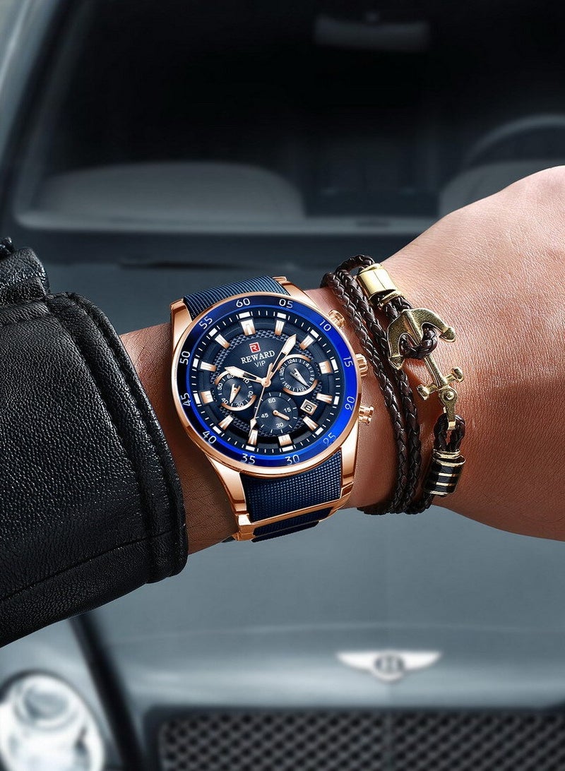 REWARD Mens Wrist Watches, Luxury Fashion Analog Quartz Watch, Classic Big Face Chronograph Waterproof Luminous Date Stainless Business Watches for Men - Image 4