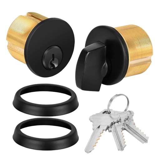 Reetometal Commercial Mortise Lock Cylinder 1 for Adams Rite Kawneer Vistawall and Most Storefront Doors Black with Thumbturn - Image 1