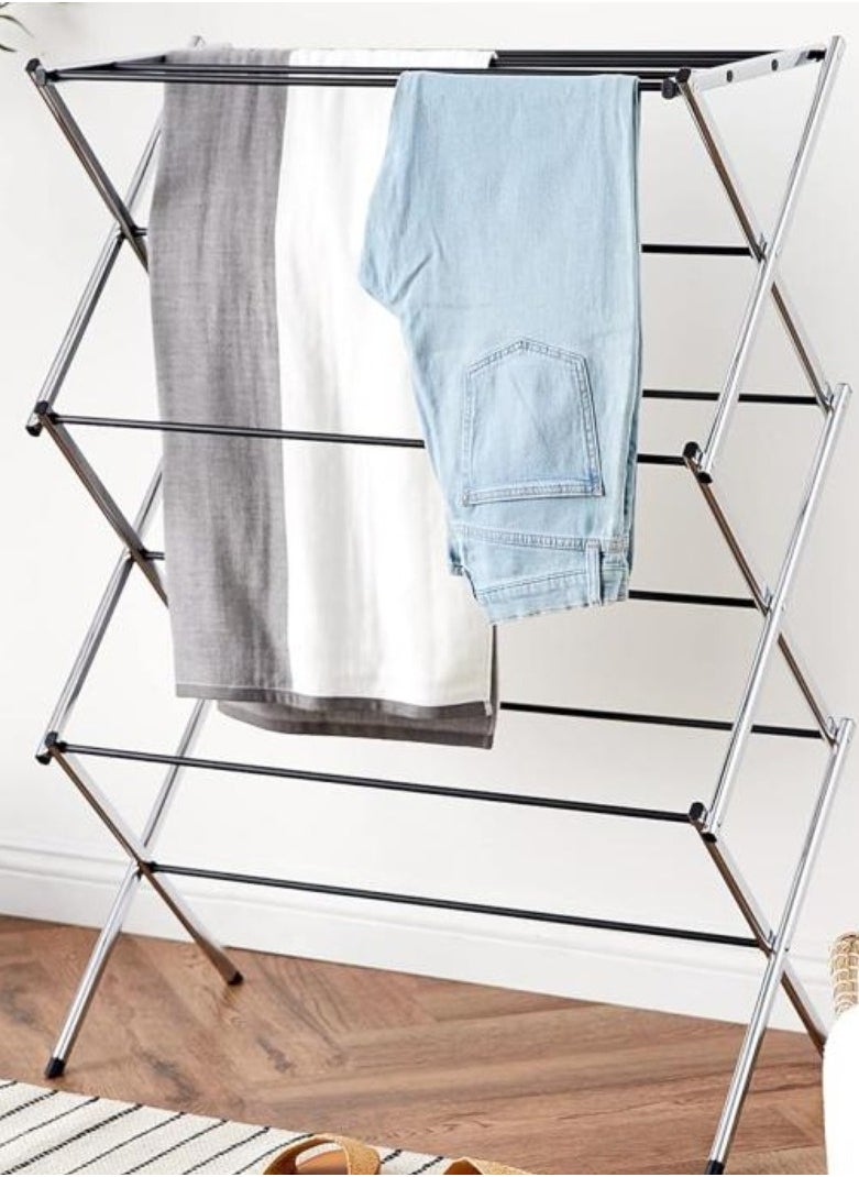 AIWANTO Portable Foldable Adjustable Clothes Drying Rack Clothes Rack for Air Drying Clothing Sturdy Durable Clothes Dryer Laundry Drying Stand for Indoor Outdoor Balcony  - Image 1