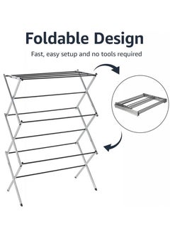 AIWANTO Portable Foldable Adjustable Clothes Drying Rack Clothes Rack for Air Drying Clothing Sturdy Durable Clothes Dryer Laundry Drying Stand for Indoor Outdoor Balcony  - Image 2