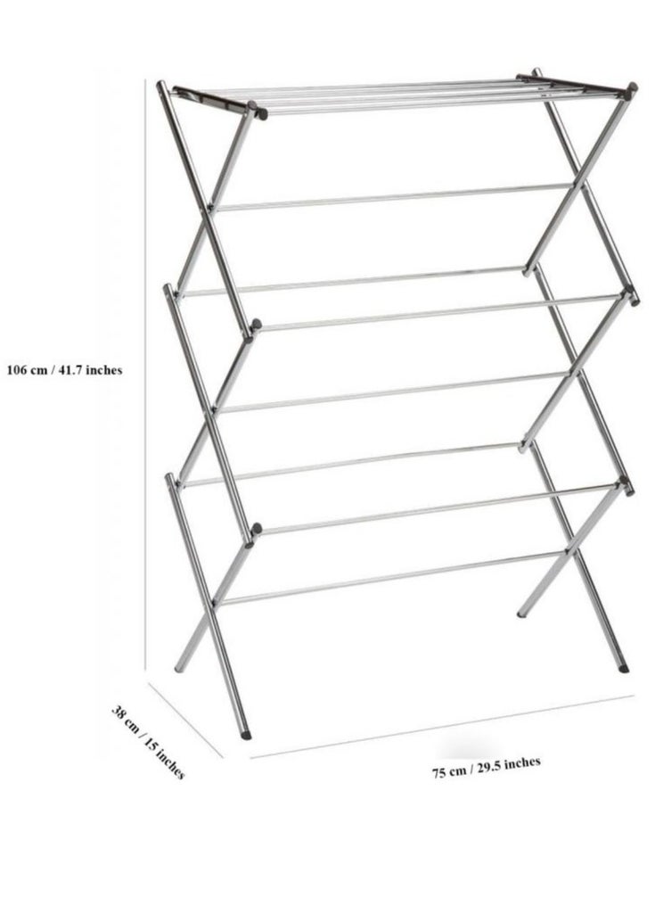 AIWANTO Portable Foldable Adjustable Clothes Drying Rack Clothes Rack for Air Drying Clothing Sturdy Durable Clothes Dryer Laundry Drying Stand for Indoor Outdoor Balcony  - Image 3