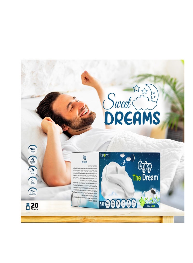 Laperva Enjoy the Dream Sleep Aid Supplement with Melatonin- Lime Mint, 20x15ml Vials , 5-HTP, Rosmarinic Acid, Curcuminoids, Safranal & Crocins, Passionflower, Zinc & Magnesium  - Image 2