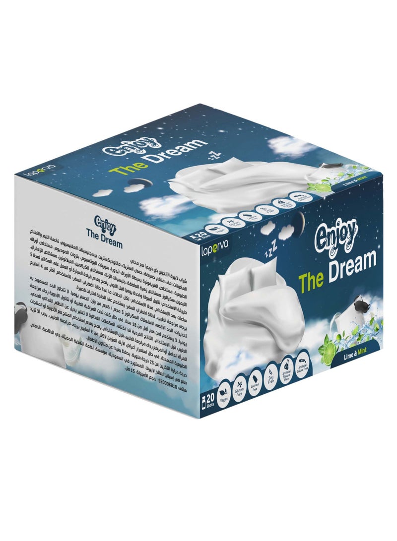 Laperva استمتع بمكمل Dream Sleep Aid الذي يحتوي على الميلاتونين - الليمون والنعناع، قارورة 20 × 15 مل، 5-HTP، حمض الروزمارينيك، الكركمينويدات، السافرانال والكروسين، زهرة العاطفة، الزنك والمغنيسيوم. - Image 1