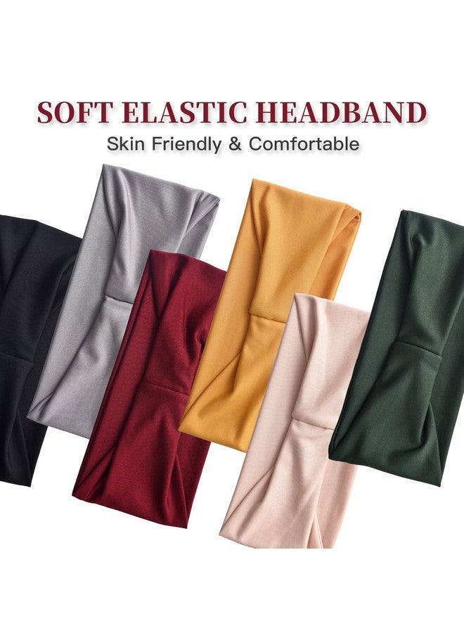 Carede 12 حزمة من رباطات الرأس العريضة للنساء بدون انزلاق مرنة بوهو لرباطات الشعر ناعمة مطاطية لليوغا والتمارين الرياضية والجري رباطات رأس سميكة لشعر النساء لامتصاص العرق بألوان صلبة - Image 5