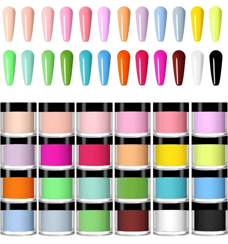 Feelhigh 24 Colors Acrylic Nail Powder Set Colored Acrylic Powder for Nails DIY Art Design 3D Manicure Extension Gifts for Women and Girls Multicolors - Image 1