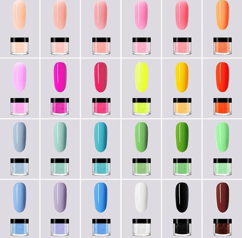 Feelhigh 24 Colors Acrylic Nail Powder Set Colored Acrylic Powder for Nails DIY Art Design 3D Manicure Extension Gifts for Women and Girls Multicolors - Image 2
