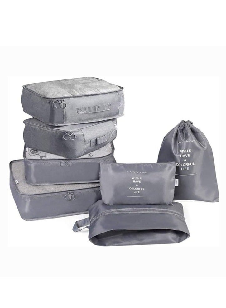 مورانو طقم منظمات سفر من مورانو طقم مكون من 7 قطع مقاوم للماء مصنوع من ألياف البولستر المتينه لون رمادي فاتح - Image 4