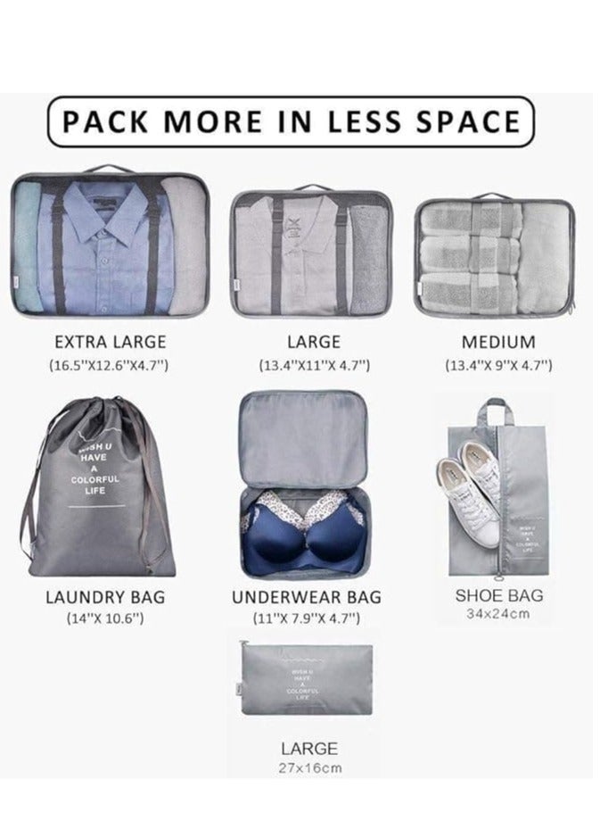 مورانو طقم منظمات سفر من مورانو طقم مكون من 7 قطع مقاوم للماء مصنوع من ألياف البولستر المتينه لون رمادي فاتح - Image 5