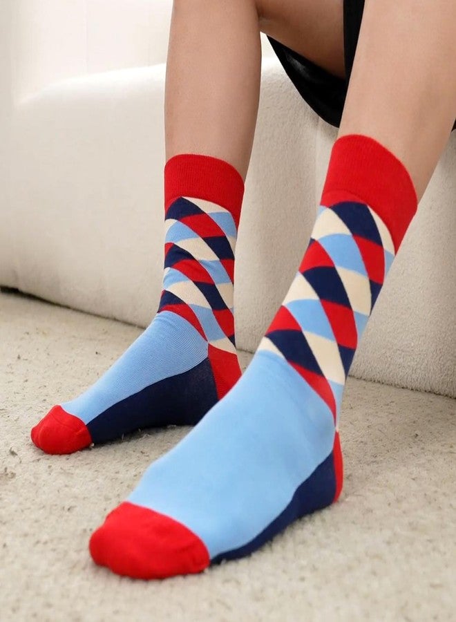 WeciBor Men's Dress Funny Crazy Novelty Colorful Cotton Crew Socks, 12 Pack Multicolor Geometric, Size 10-13 - Image 2