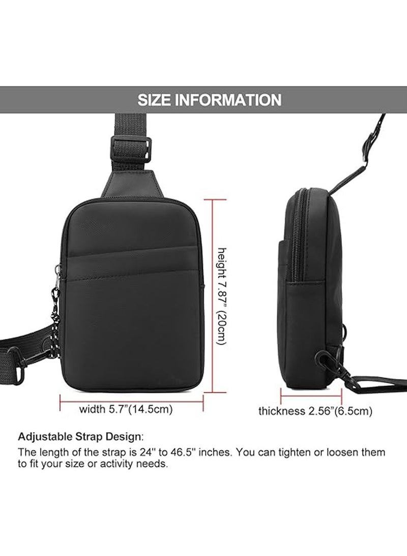 Small Sling Bag for Men Women Waterproof Crossbody Fanny Packs Purses Chest Bags with Adjustable Shoulder Belt for Travel Sport Camping (Black) - Image 3