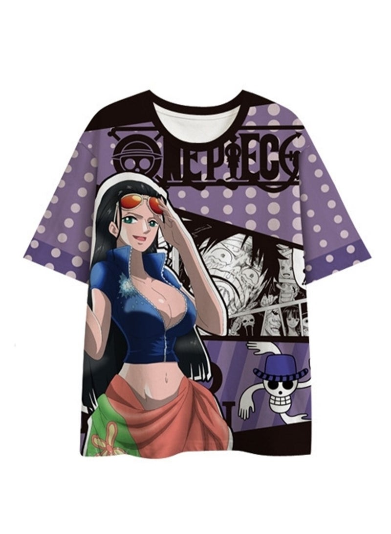 Summer new One Piece Luffy anime peripheral 3D digital printing T-shirt casual and comfortable short-sleeved T-shirt - Image 1