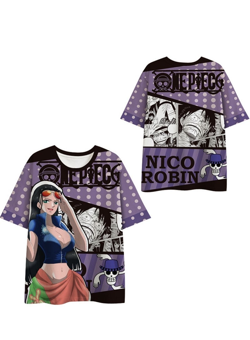 Summer new One Piece Luffy anime peripheral 3D digital printing T-shirt casual and comfortable short-sleeved T-shirt - Image 3