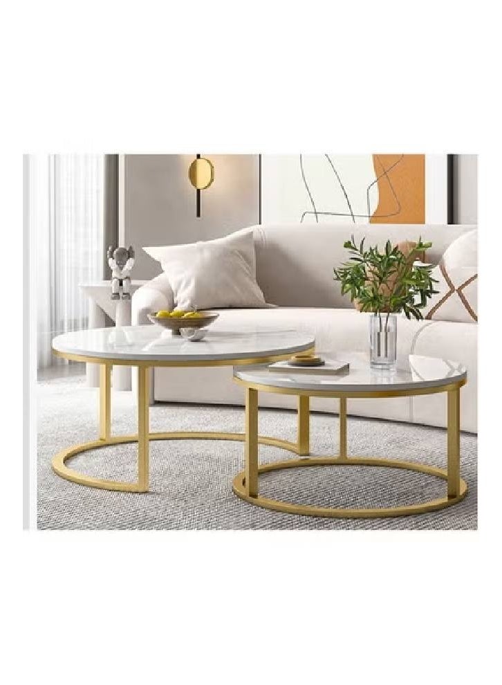 keke 2 Round Coffee Table With Metal Frame - Image 2