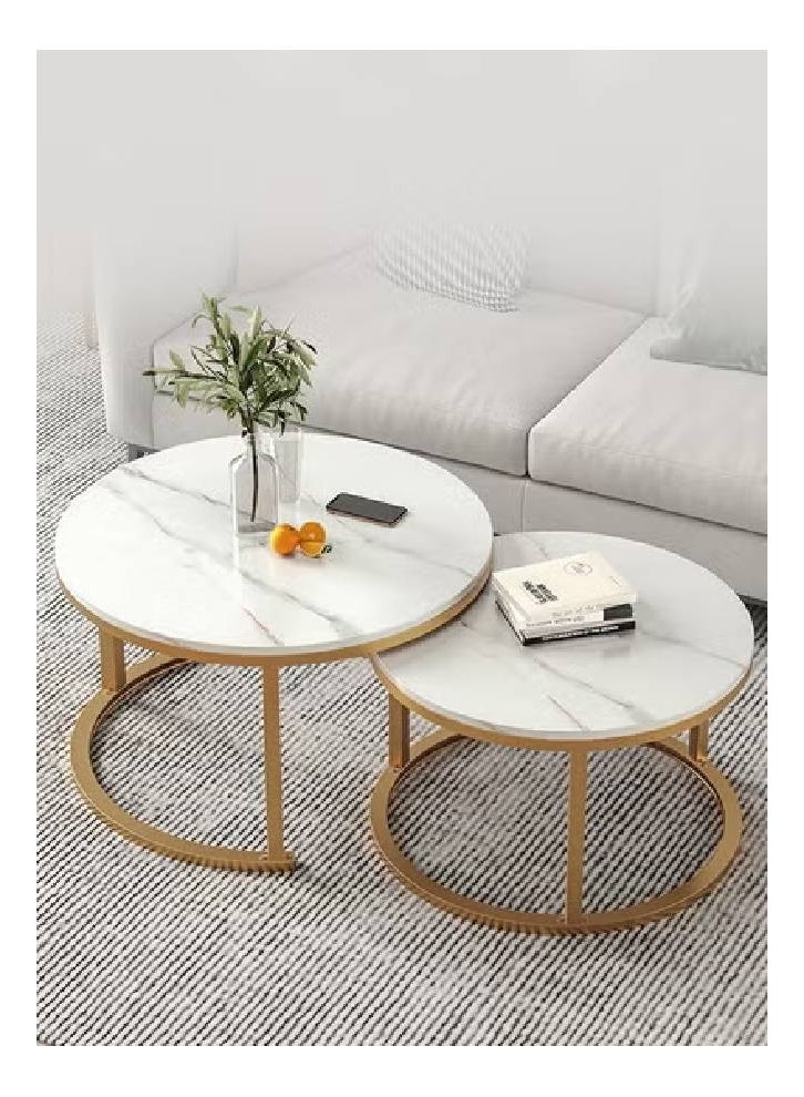 keke 2 Round Coffee Table With Metal Frame - Image 1