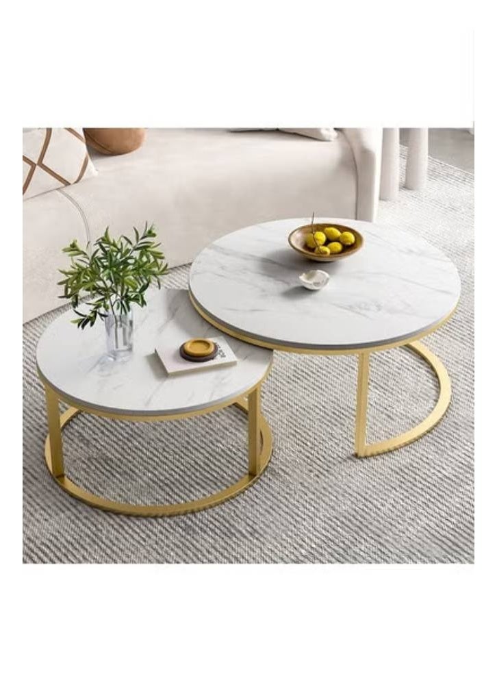 keke 2 Round Coffee Table With Metal Frame - Image 3