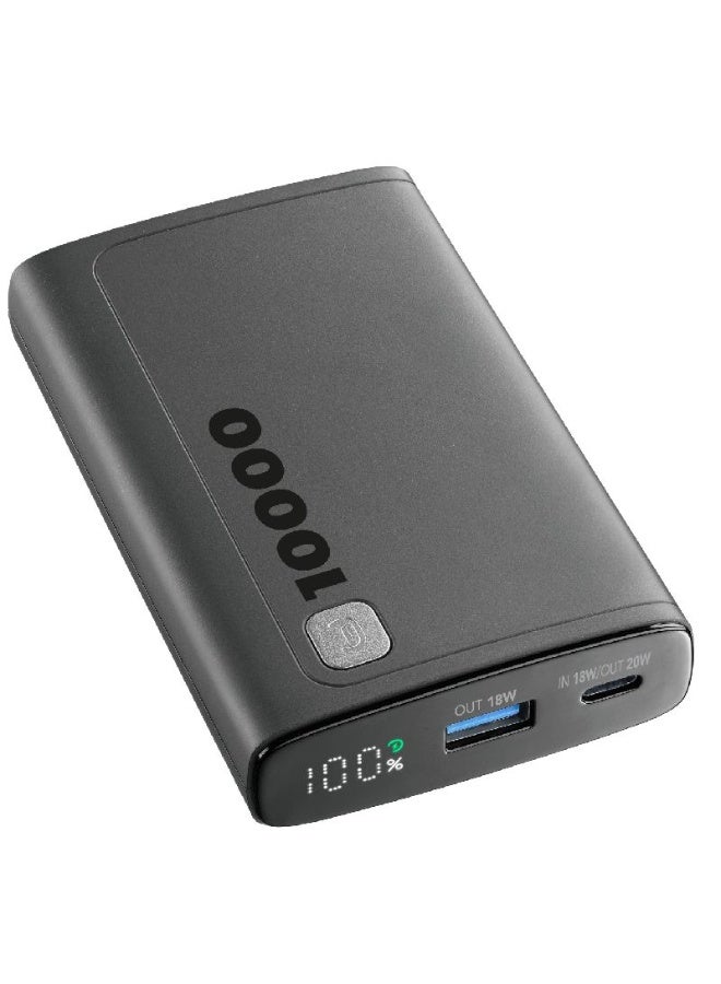 سيلولار لاين باور بانك Cellularline Elite بسعة 10000mAh – شحن سريع 20 واط، أسود - Image 1