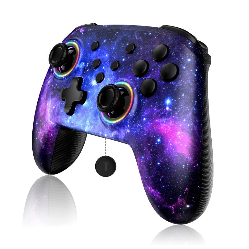 NexiGo Wireless Controller No Deadzone for Switch 2 and Switch Bluetooth Controllers for Nintendo Switch with Vibration Motion Turbo and LED Light Cosmic Nebula - Image 2