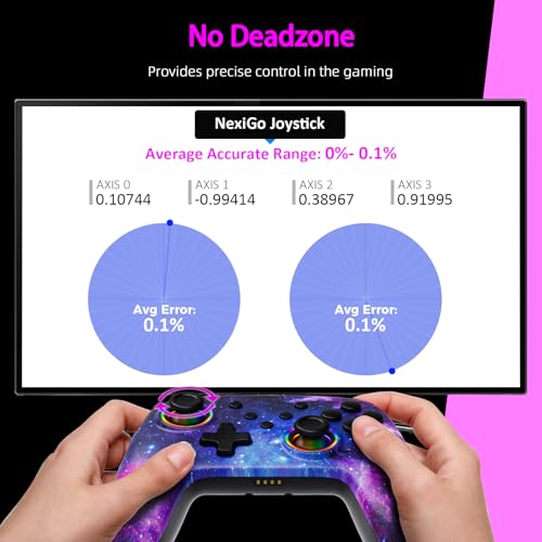 NexiGo Wireless Controller No Deadzone for Switch 2 and Switch Bluetooth Controllers for Nintendo Switch with Vibration Motion Turbo and LED Light Cosmic Nebula - Image 3
