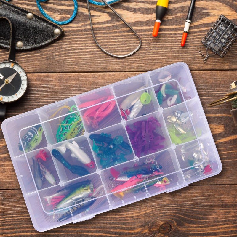 SGHUO 2 Pack 15 Girds Bead Organizer, Large Clear Plastic Organizer Box with Adjustable Dividers for Beads, Art DIY, Crafts, Jewelry, Fishing Tackle with Label Stickers - Image 5