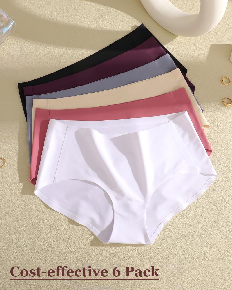 FINETOO 6 Pack Womens Seamless Underwear Full Coverage No Show Hipster Panties Mid Rise Stretchy Invisible Briefs - Image 5
