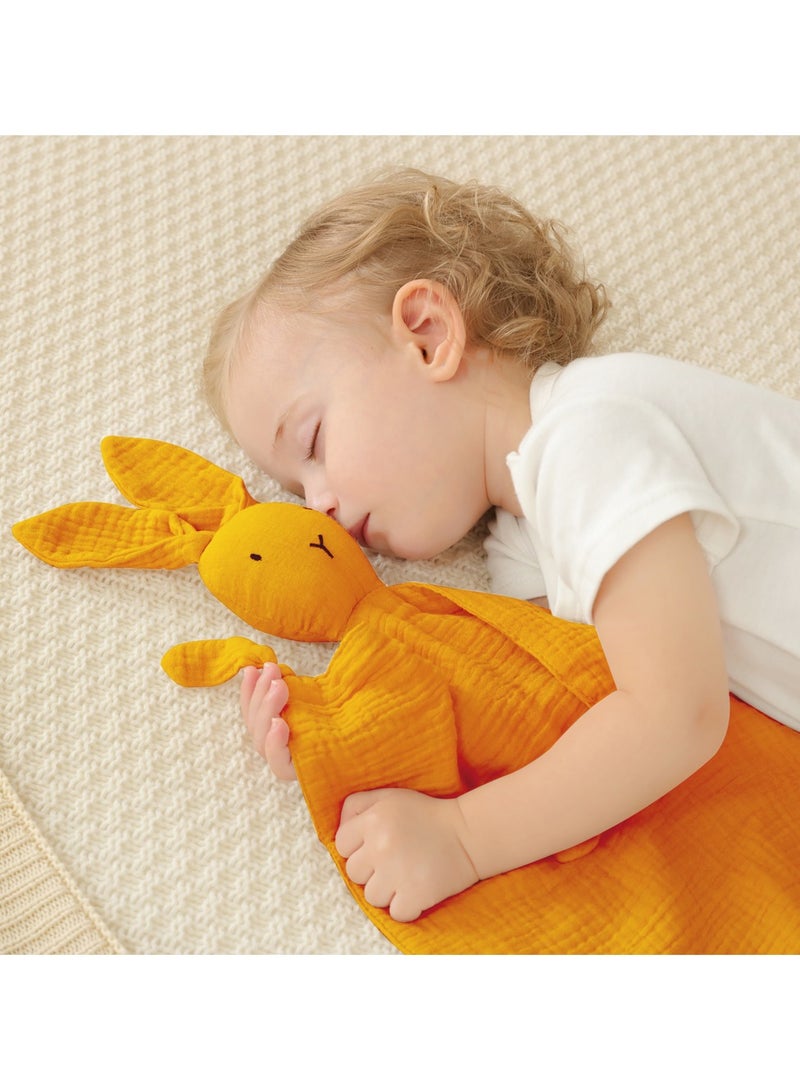 Gobell Baby Pure Cotton Cloth Comfort Towel Baby Sleeping Doll with Sensory Teether-Yellow - Image 1