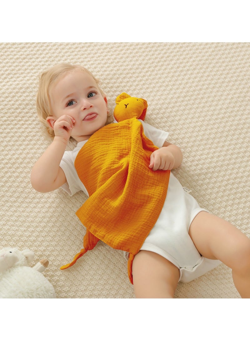 Gobell Baby Pure Cotton Cloth Comfort Towel Baby Sleeping Doll with Sensory Teether-Yellow - Image 4