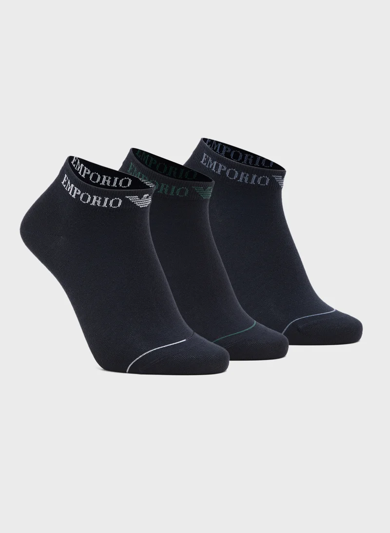 امبوريو ارماني 3 Pack Of Logo Ankle Socks