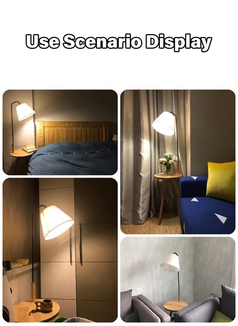 Generic - Nordic Solid Wood LED Floor Lamp with Table Modern Wooden Vertical Coffee Table Standing Lamp with Fabric Shade Cozy Home Lighting Fixture for Living Room Bedroom Warm Light 12W - Image 1