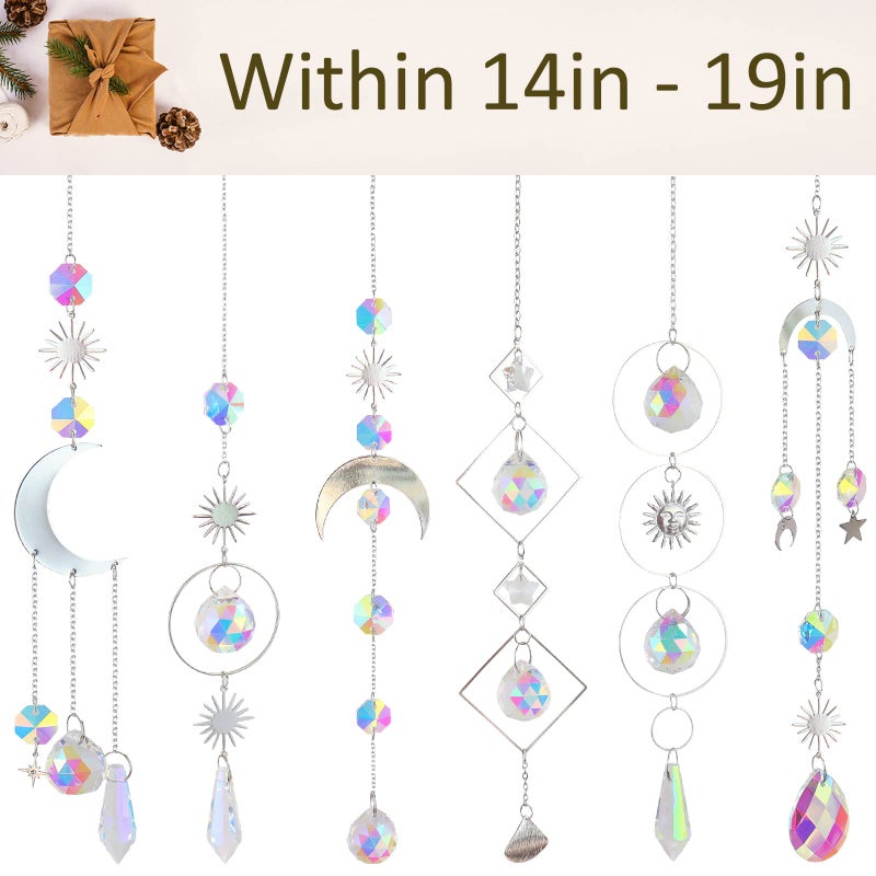 ilclviz 6Pieces Crystal Suncatchers for Window Hanging Sun Catcher with Chain Rainbow Maker Crystal Prisms Decor for Home Garden Party Wedding Ornament Gift Mother Daughter - Image 3