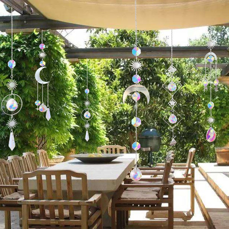 ilclviz 6Pieces Crystal Suncatchers for Window Hanging Sun Catcher with Chain Rainbow Maker Crystal Prisms Decor for Home Garden Party Wedding Ornament Gift Mother Daughter - Image 5