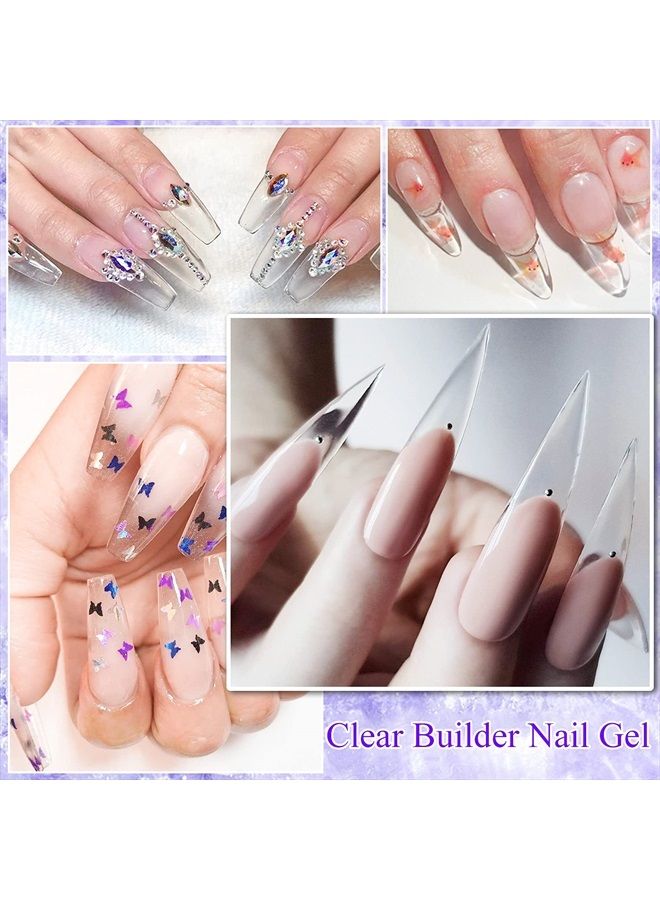 Saviland Builder Nail Gel Kit - 60g Clear Nail Extension Gel Set Nail Strengthen Nail Art Manicure Set with 100PCS Nail Forms and Acrylic Nail Brush for Beginners - Image 2