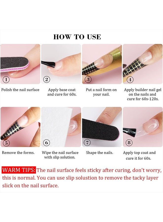 Saviland Builder Nail Gel Kit - 60g Clear Nail Extension Gel Set Nail Strengthen Nail Art Manicure Set with 100PCS Nail Forms and Acrylic Nail Brush for Beginners - Image 4